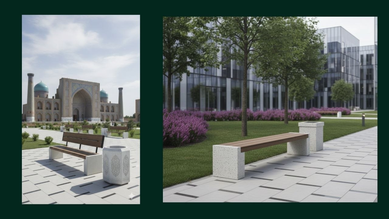 Benches & Bins — Loft Stone marmar-kompozit beton mahsuloti 2